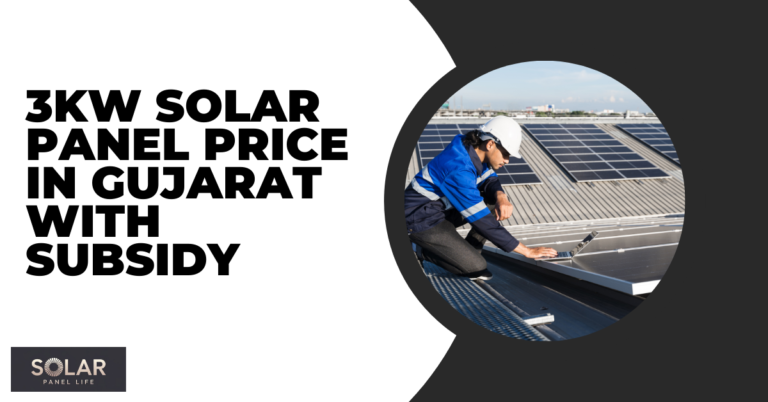 Technician inspecting rooftop solar panels in Gujarat, India.