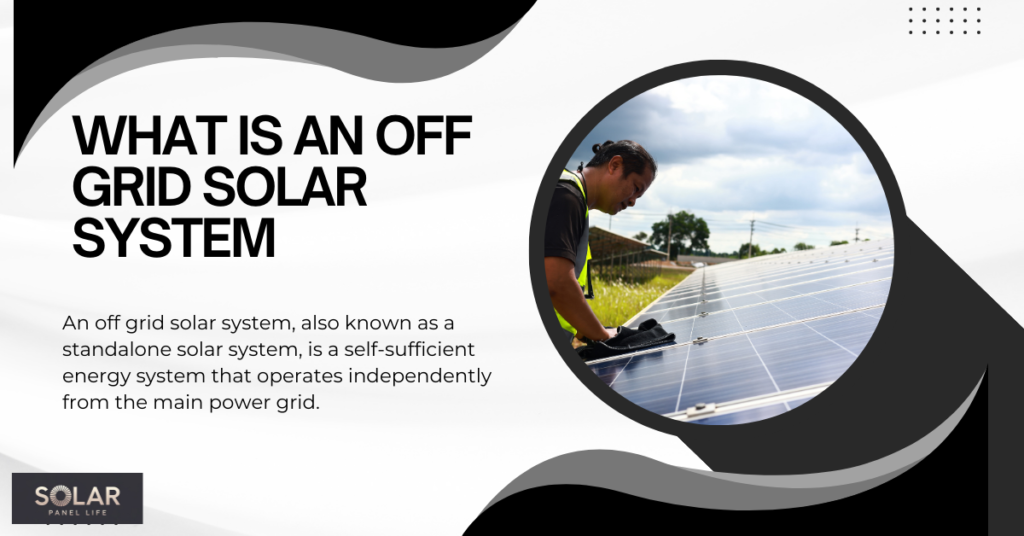 A technician inspecting solar panels in a rural area with lush greenery in the background.
