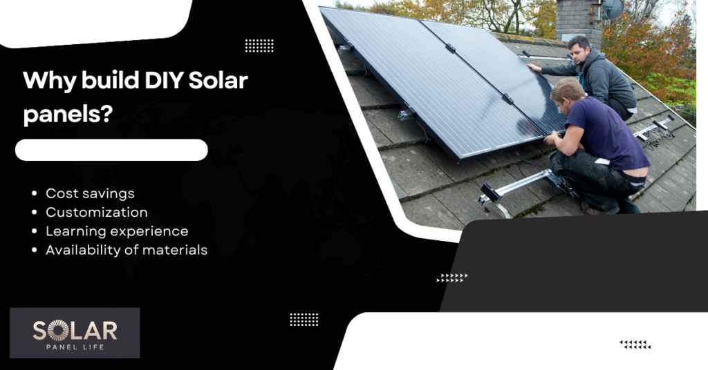 Two individuals working together to install DIY solar panels on a rooftop.